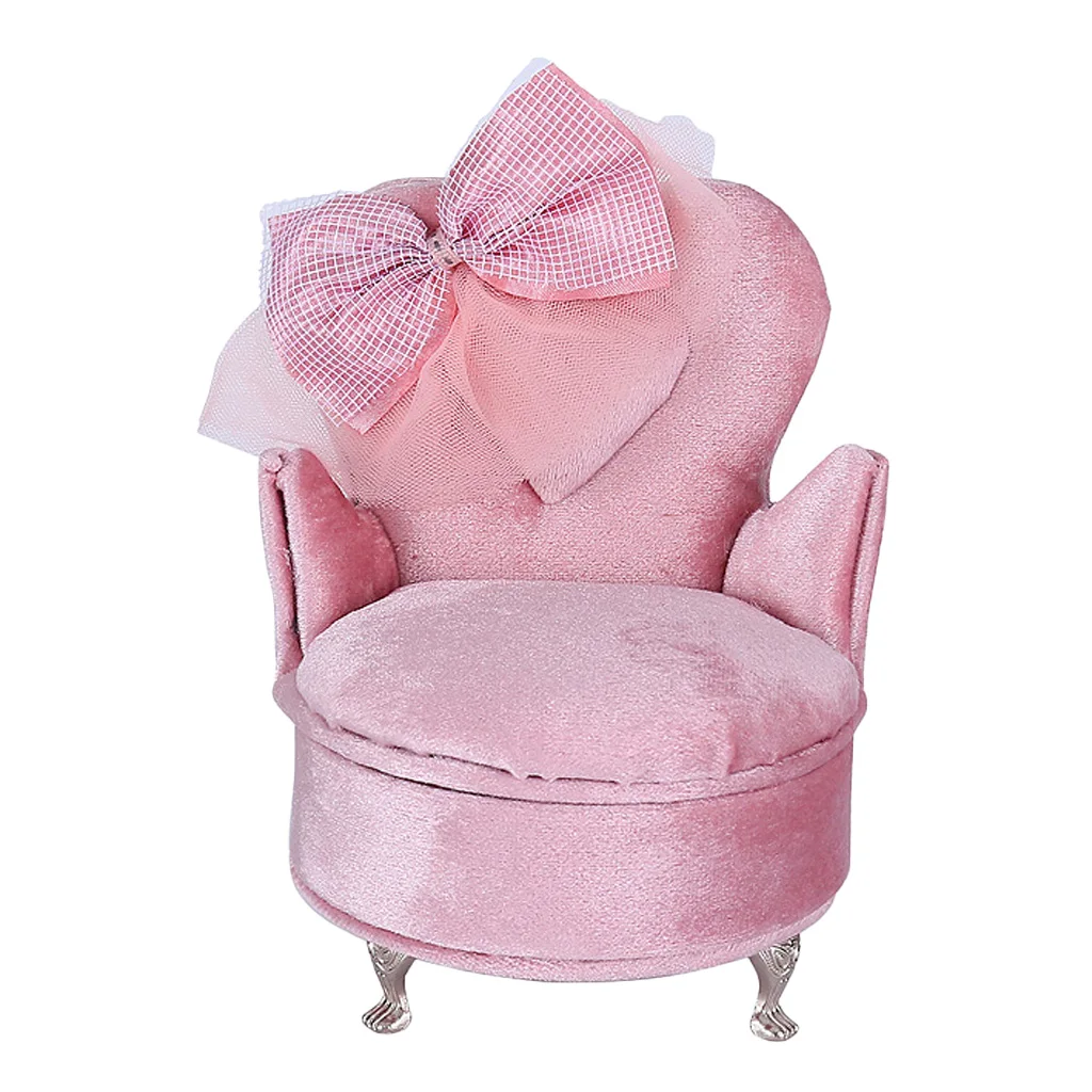 

Pink Bowknot Velvet Furniture Shape Jewelry Box Storage Case with Mirror