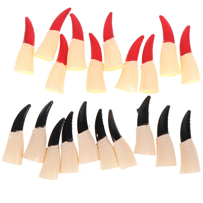 

10 Pcs/Pack Zombie Fake Fingers Witch Nail Set Cover Halloween Prop Party Decoration Witch Ghost Finger Nail Sets