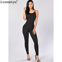 long jumpsuit for women 2019 summer round neck sleeveless jumpsuits sexy backless sportswear slim solid color bodycon jumpsuits