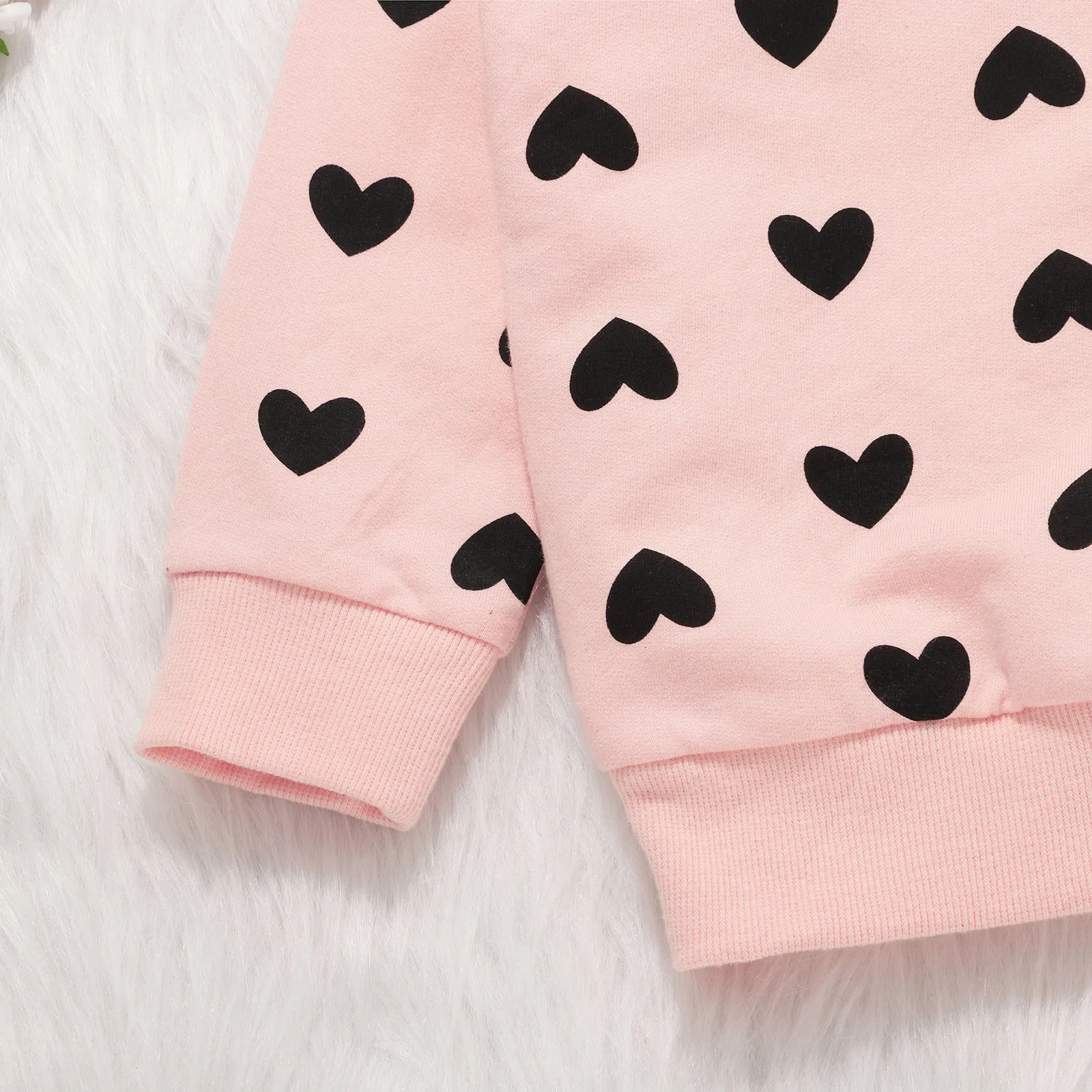 Newborn Girls Clothing Sets Baby Girls Valentine Heart Print Pullover Hoody Tops+Pants Set Infant Clothes Suits Kids Clothing