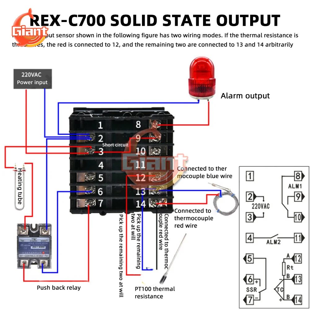 Умный регулятор температуры цифровой PID REX термопара SSR + SSR40DA 40 А Φ 220 В