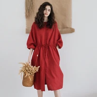 new cotton linen womens dress summer clothes for women red dress korean dress summer dresses woman