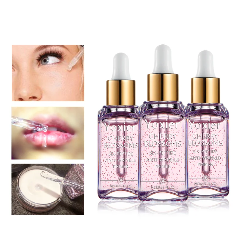 

1pcs / 3pcs Makeup Base Whitening Essence Face Cherry Blossoms Professional Anti-Wrinkle Serum Foundation Primer 15ml