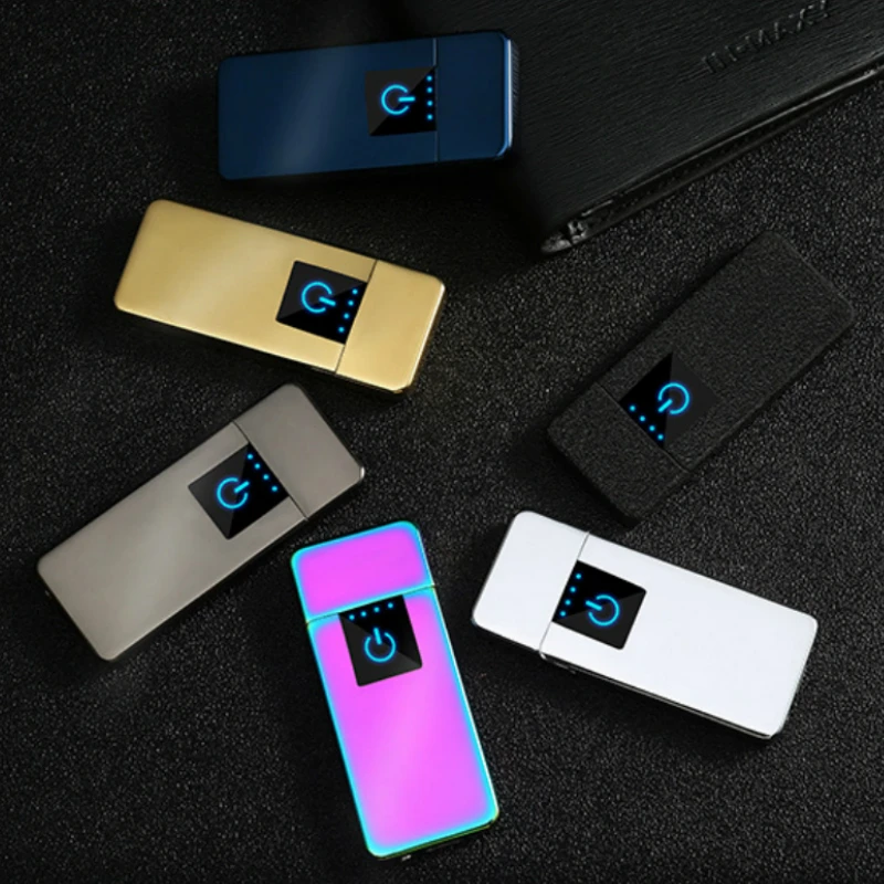 Ультратонкая USB сигаретная Зажигалка перезаряжаемая ветрозащитная беспламенная