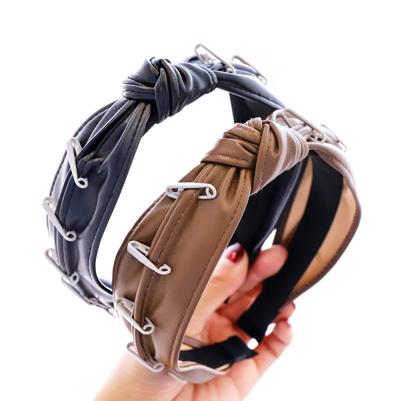 

2020 Винтажная заколка из искусственной кожи ободок женский тюрбан головной убор аксессуары для волос для девушек Opaska Do Wlosow головной убор диа...