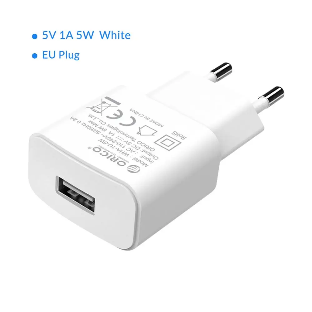 ORICO 5V1A 5V2A USB дорожное зарядное устройство, зарядное устройство для мобильного телефона, настенный адаптер с европейской вилкой для iPhone, samsung, Xiaomi, huawei - Тип штекера: 5V 1A 5W White WHA