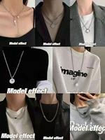retro punk stainless steel metal multilayer smiley pearl hip hop long chain cool simple ladies men necklaces jewelry gift couple