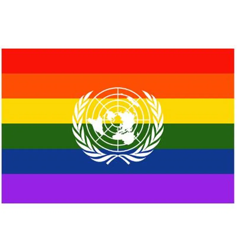 

United Nations LGBT Rainbow Flag 100D Polyester Advertising Sports Decoration Car Grommets