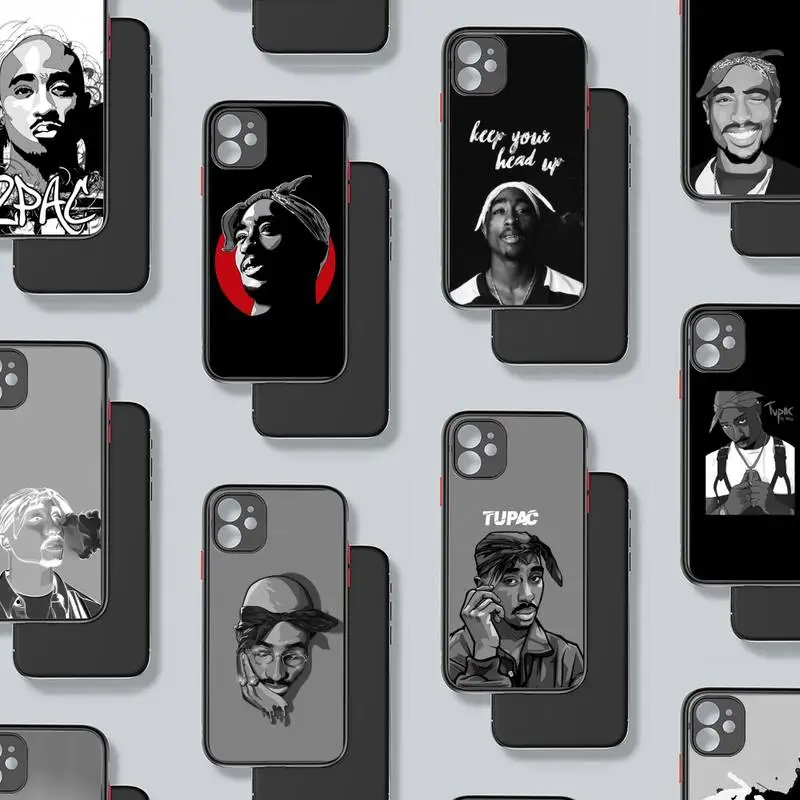 

Rapper 2pac Tupac Phone Case Matte Transparent for iPhone 7 8 11 12 s mini pro X XS XR MAX Plus mobile bags