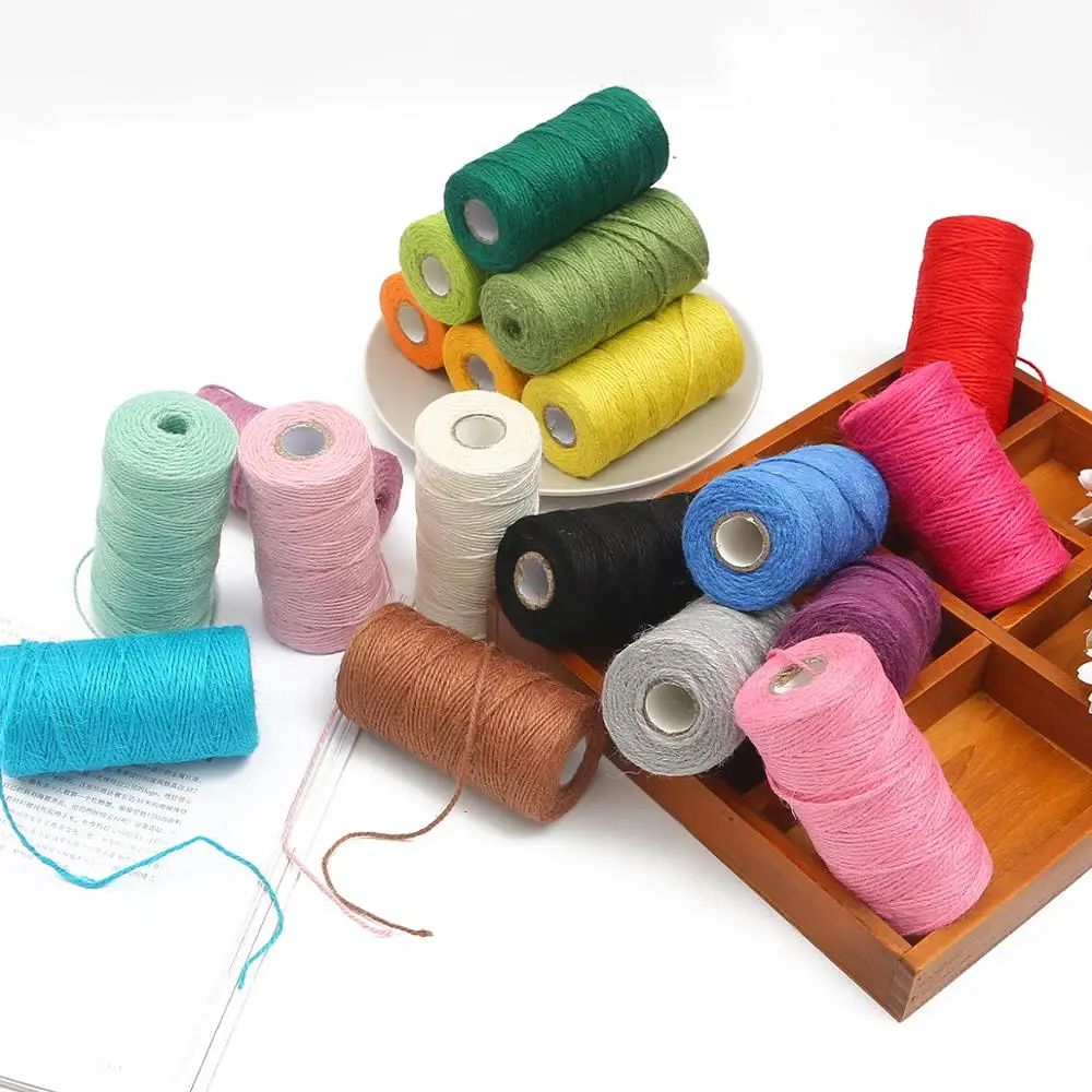 100 метров Натуральный конопляный шнур из джута для упаковки подарков на вечеринках и свадьбах, декорирования и рукоделия.