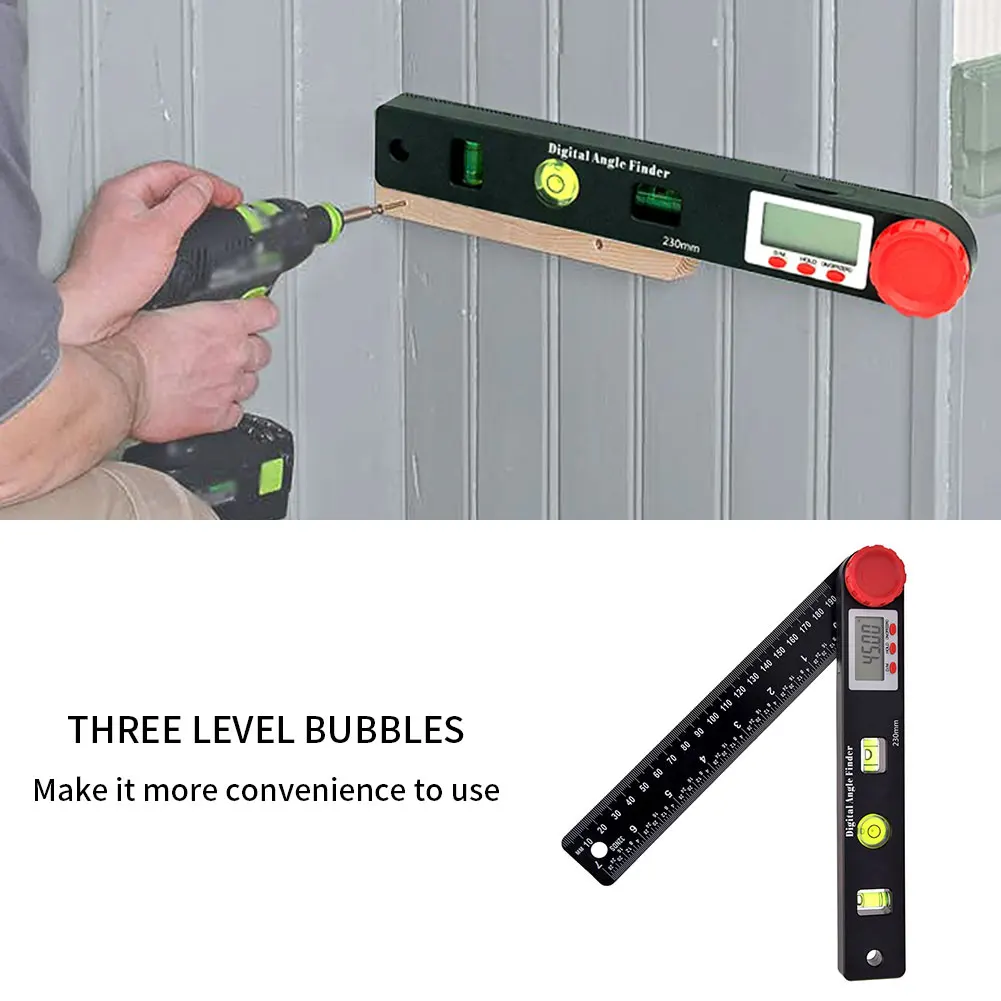 

4 In 1 Angle Finder Ruler Digital Protractor Ruler Spirit Level Goniometer LCD Measuring Tool Woodworking Angle Scale Detector