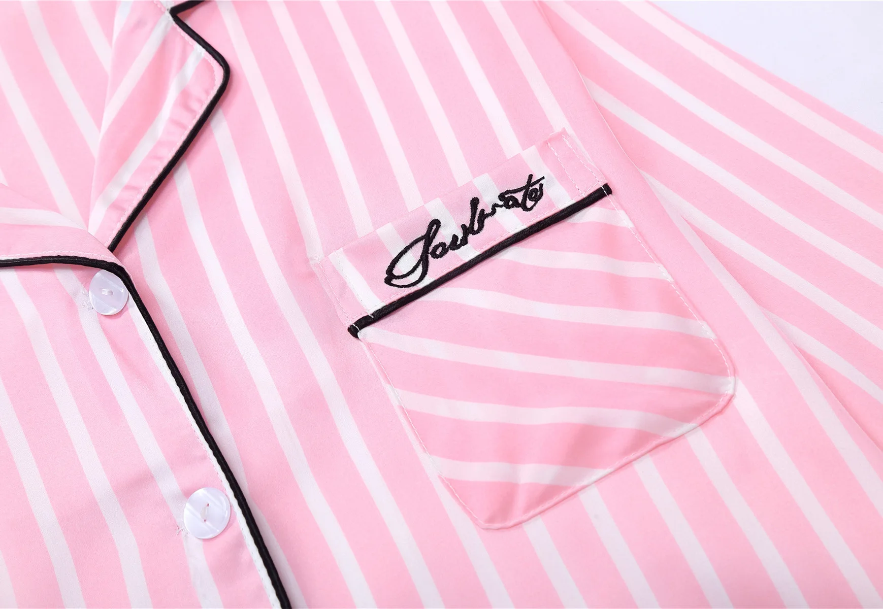 

Pink Set 7 Pieces Striped Pajamas Silk Satin Femme PajamaStitch lingerie Robe pyjamas Women Sleepwear pjs