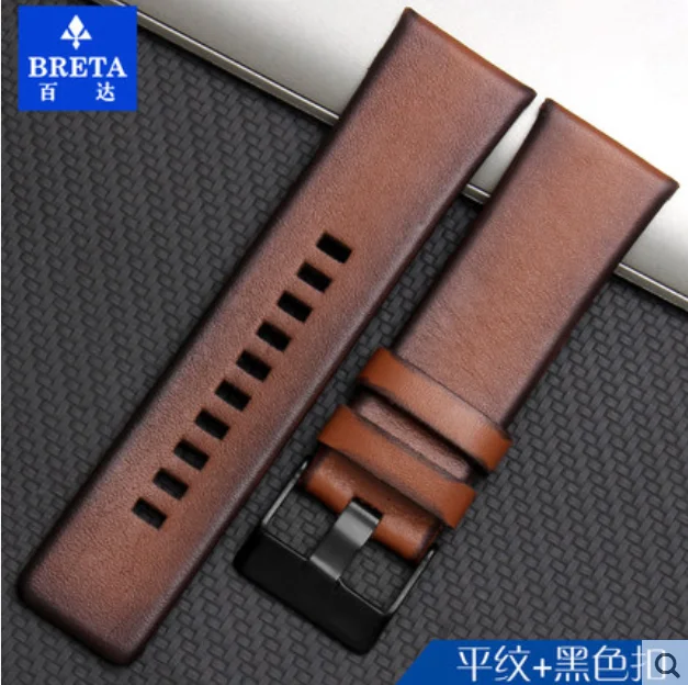 BRETA ремешок для часов кожаный для дизеля для DZ4318 DZ4283 DZ4281 DZ4323 DZ7343 26 мм часы браслет ретро - Цвет ремешка: Style one Black