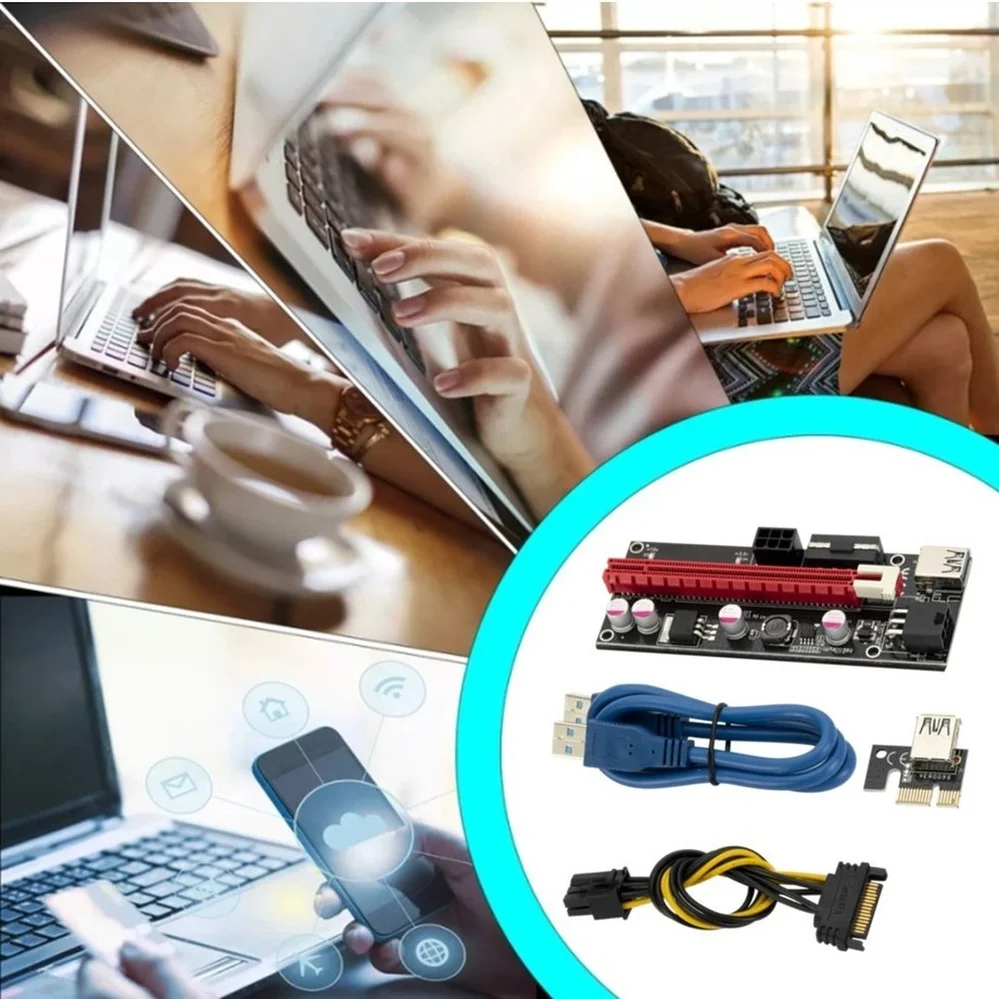 PzzPss 10 шт. VER009 USB 3.0 PCI-E Райзер VER009S Экспресс 1X 4X 8X 16X адаптер Pcie карта SATA 15 PIn на 6 Pin