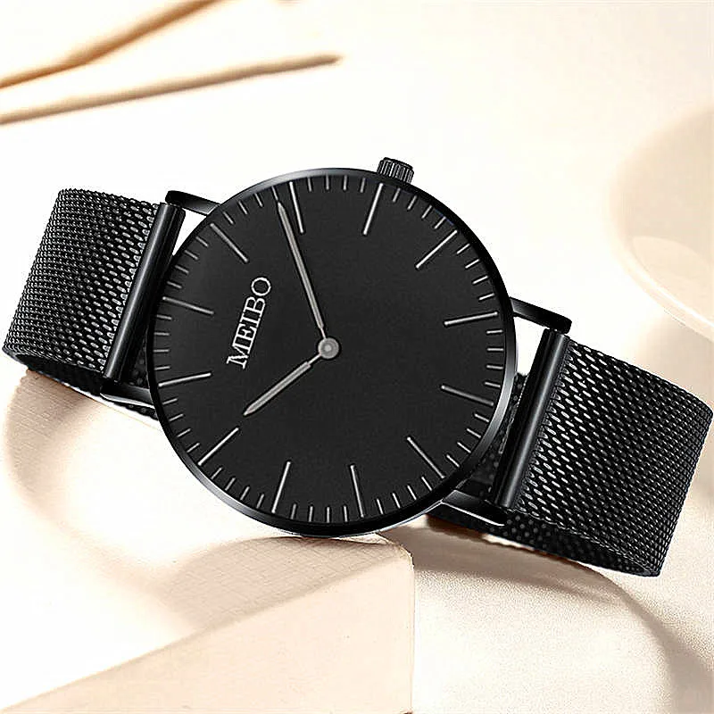 Роскошные мужские часы повседневные сплав сетка ремень тонкий большой циферблат