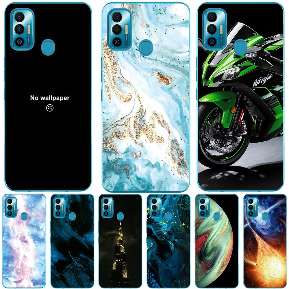 

For Tecno Spark 7 7 Pro 7P 7T 2021 KF6j Phone Bags & Case Cover Soft Silicone Fashion Marble Inkjet Painted Shell Capa