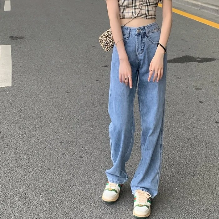 

High Waist Jeans Women's Summer Thin Love Fried Street Design Straight Loose And Thin Versatile Dad Wide Leg Pants