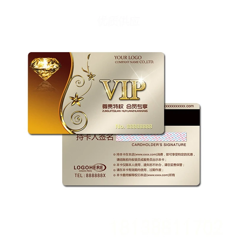 Пользовательские ПВХ ВИП-карта членство магнитной полосы IC карты 0076 мм толщина