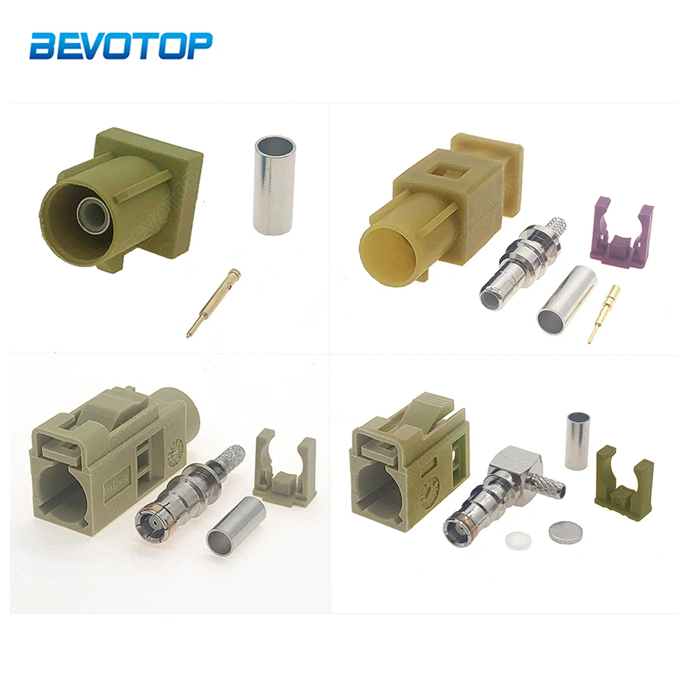 

2pcs Gurry Fakra K Connector Male / Female Wire Connector RAL7031 RF Coaxial Soldering Connectors for RG316 /RG174 Cable Bevotop