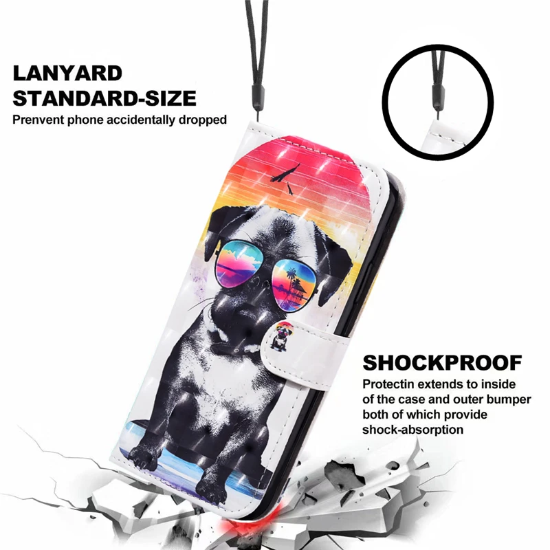 

Honor 9C 3D Case for Huawei Honor 9C AKA-L29 Wallet Case Flip Cover Coque Honor 9 C 9c 6.39" Etui Leather Cover Card Slot Fundas