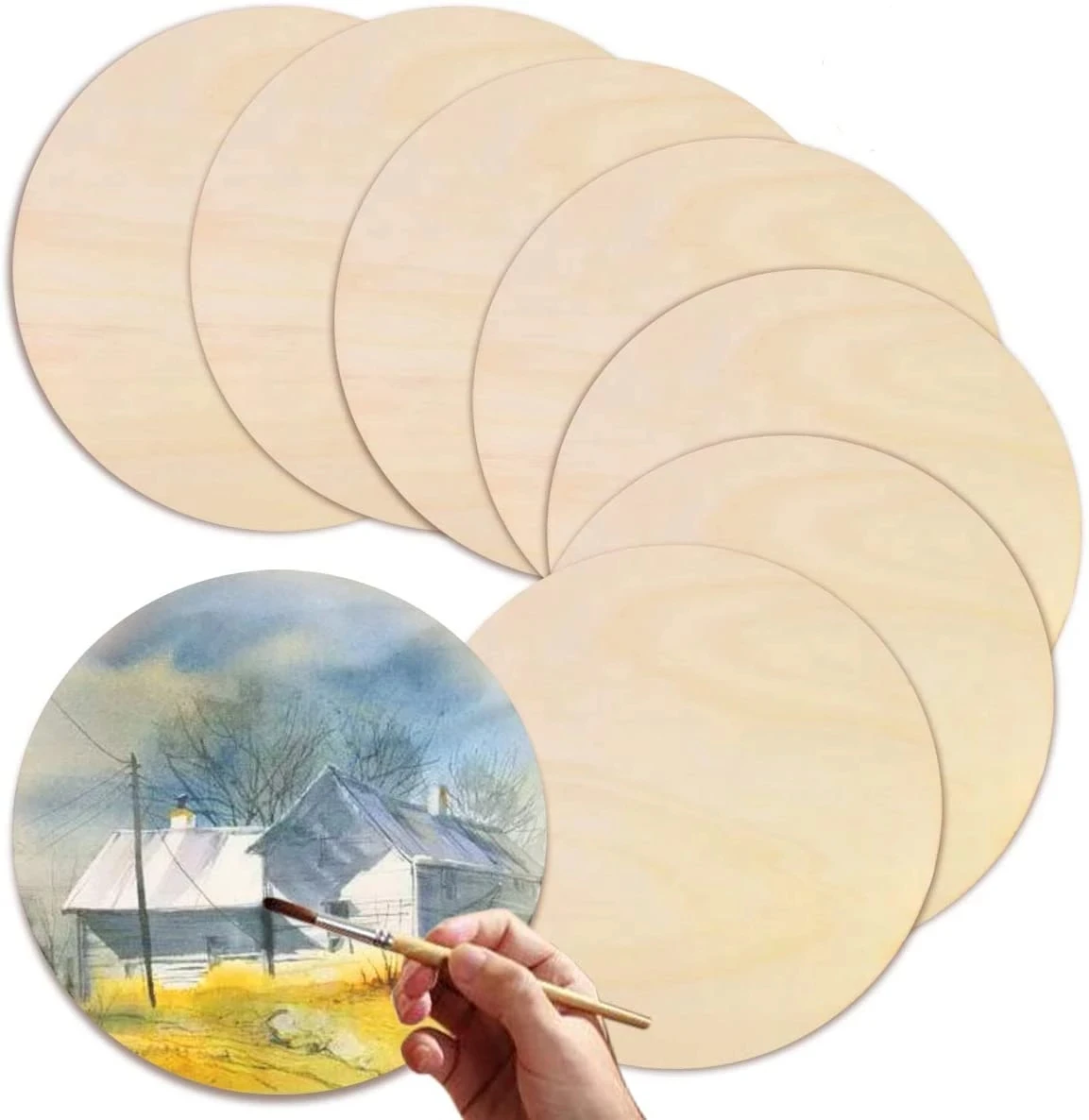 

Diameter 5-20CM Natural Unfinished Round Wood Slices Circles Discs For DIY Craft Kids Christmas Painting Toys Ornament Decor