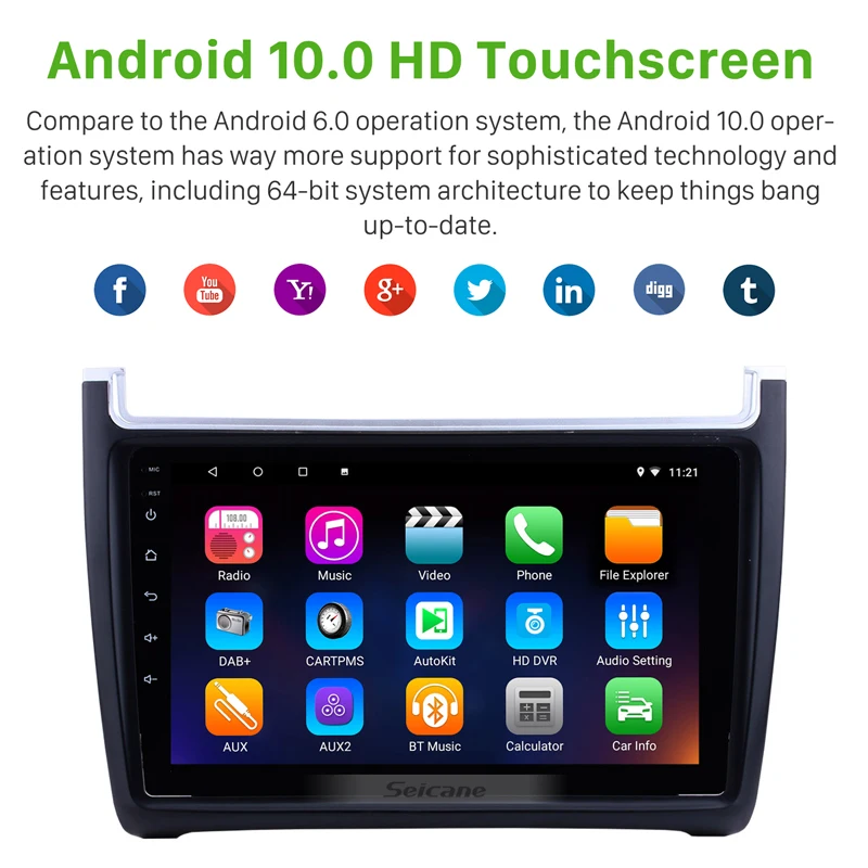 Автомагнитола Seicane 2DIN 9 дюймов Android 10 0 для 2012 2013 2014 2015 Volkswagen Polo Bluetooth GPS-навигация