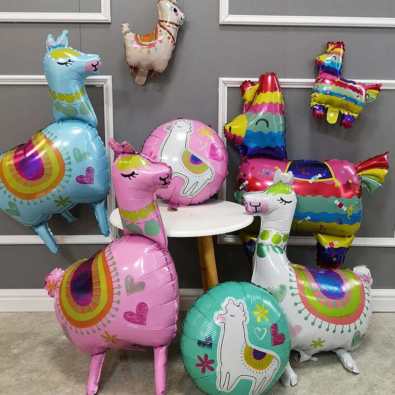 Животные Альпака С Днем Рождения Фольга Воздушный шар трава грязевая лошадь