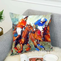horse race paintings horse competition high grade decorative pillow case car home sofa cushion cover 3d digital print style 3