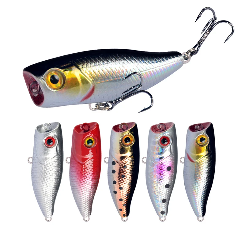

1pcs Fishing Lures Topwater Popper Bait 4.5cm 3.5g Hard Bait Artificial Wobblers Plastic Fishing Tackle with 6# Hooks