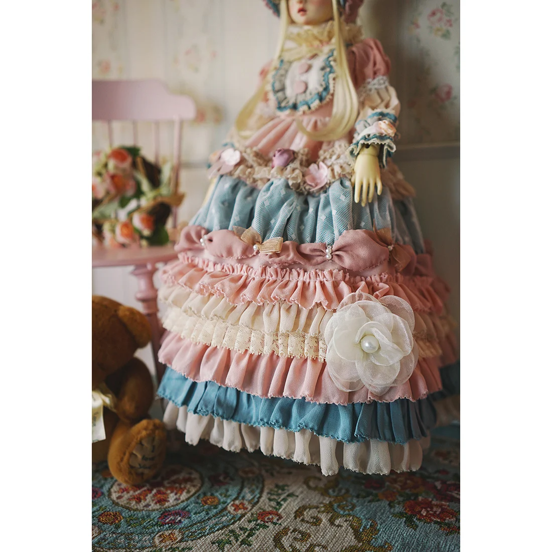 Modikerbjd платье с длинным рукавом и цветочным рисунком для 1/3 1/4 BJD кукол шариков