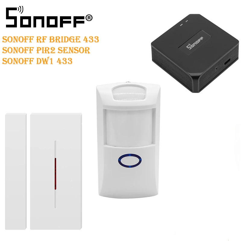 Sonoff RF Bridge WiFi 433 МГц PIR 2 Датчик/DW1 умный переключатель домашней автоматизации Интеллектуальный Domotica Wi-Fi удаленный комплект для обеспечения домашней безопасности