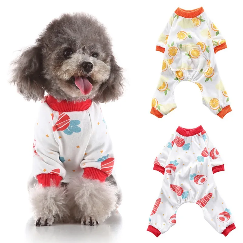 Комбинезоны для собак Хлопковая пижама одежда йоркширских осенняя спальная