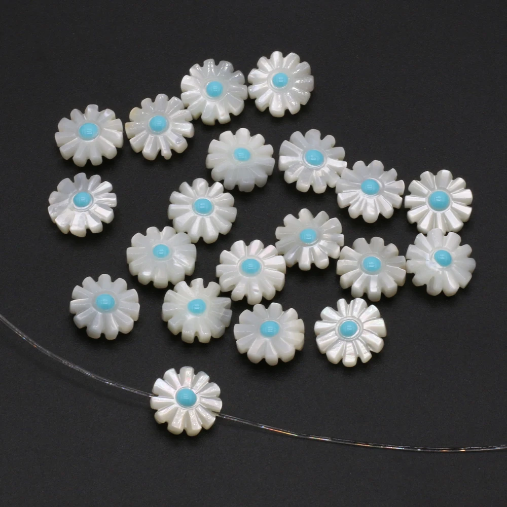 Оптовая продажа 5 шт. бусины из натуральной белой морской ракушки подвески цветок