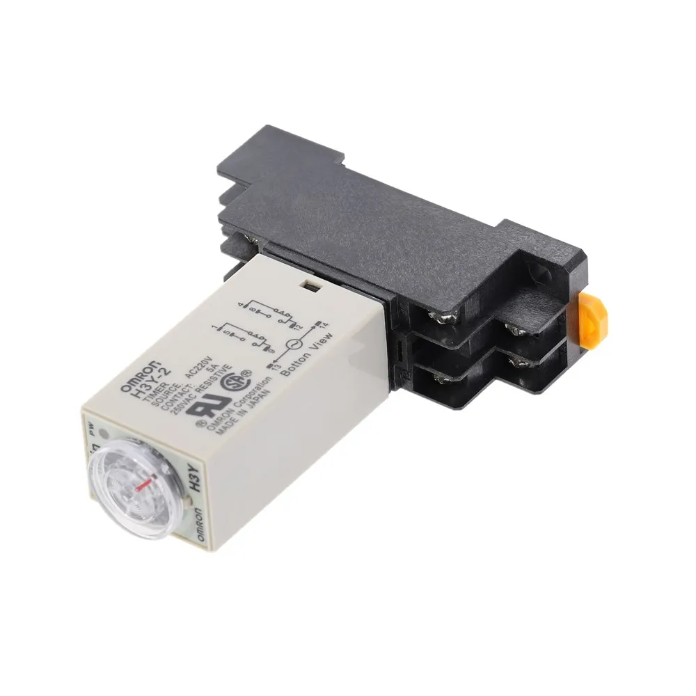 1pcs H3Y-2 Delay Timer Time Relay AC220V 110V/DC12V 24V 0 - 3 Minute with Base 5A | Обустройство дома
