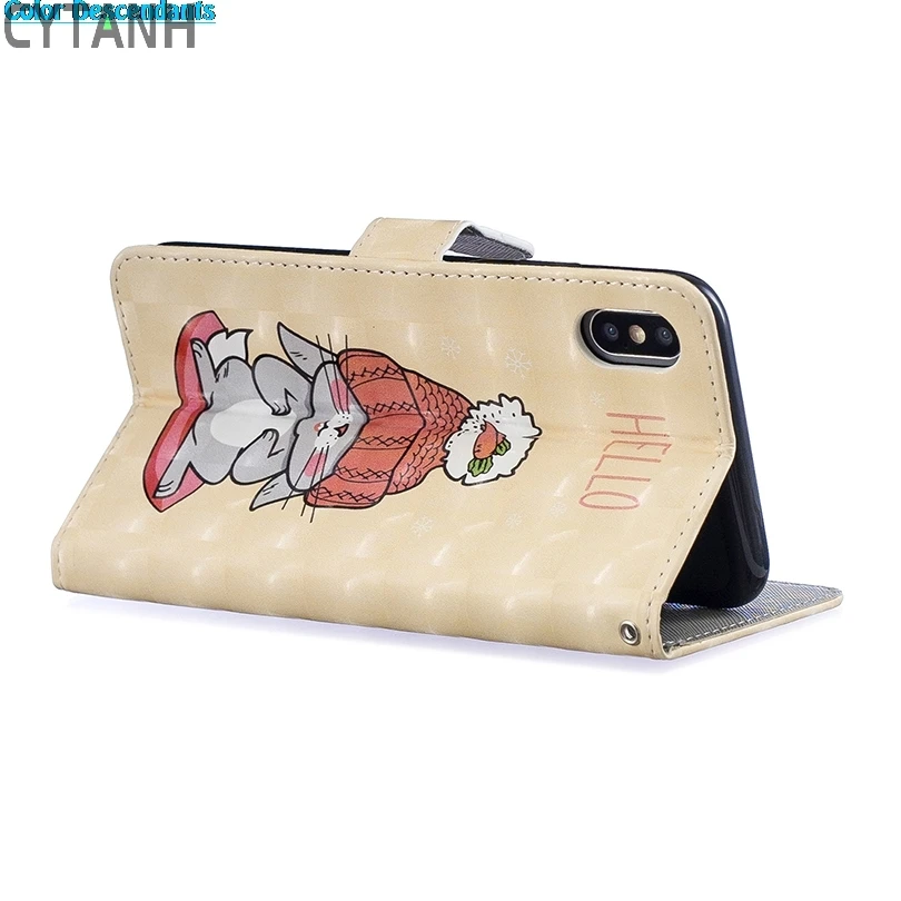 Чехол-книжка с 3D рисунком для iPhone X XS MAX XR 5 5S SE 6 S 7 8 Plus милый кролик элегантный