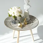 Круглый деревянный журнальный столик в скандинавском стиле, для хранения чая, фруктов, поднос, приставной столик для кровати, дивана, домашний столик, для гостиной, минималистичный