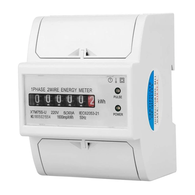 

XTM75S-U Electric Energy Meter AC 220V DIN Rail Meter Digital 1-Phase Meter 2-Wire 4P (5 (30) A)