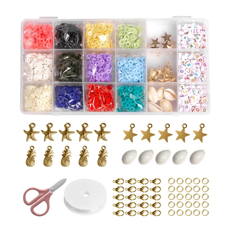 

D0JD Children Craft Supplies 1Box Multi Colour Polymer Clay Beads Jewelry DIY
