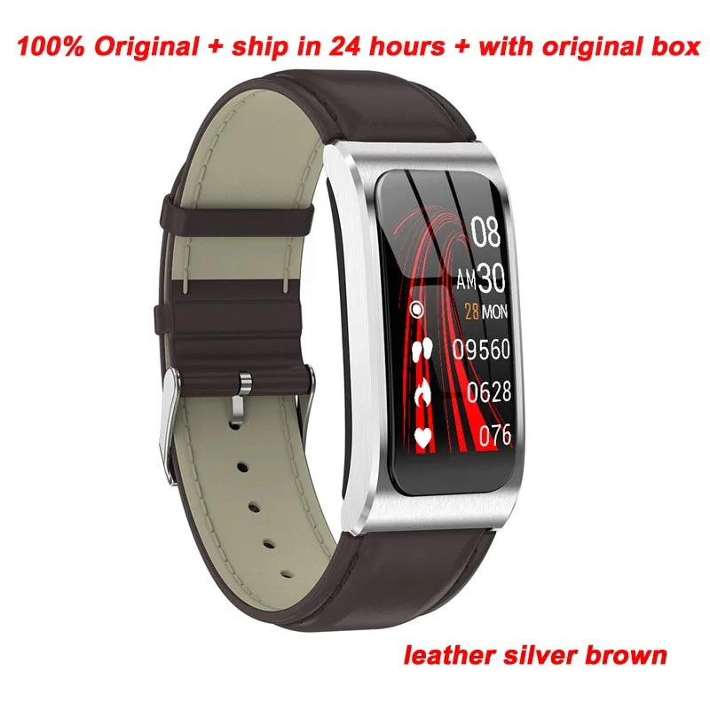 Leather strap sliver Greentiger AK12, умный браслет для мужчин и женщин, IP68, водонепроницаемый, для измерения артериального давления, для мужчин, стройный, для контроля за циклом, фитнес-трекер, умный Браслет - Цвет: Leather strap sliver