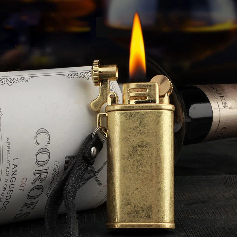 

NEW Grinding Wheel Gasoline Flint Lighter Retro Ultra Thin Metal Kerosene Oil Windproof Gadgets For Men Fire Cigarette Lighter