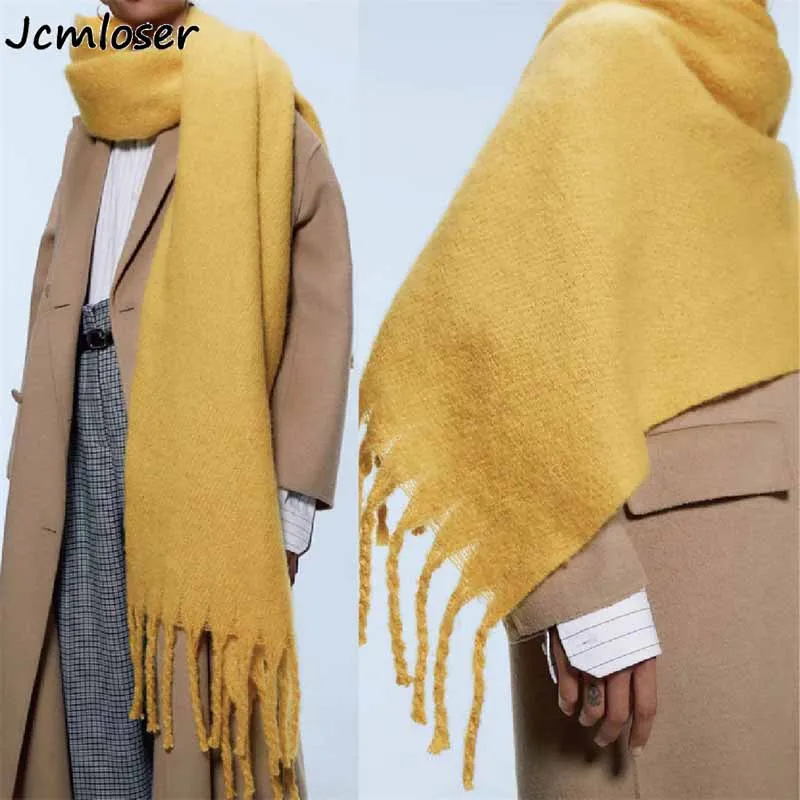 Bufanda de cachemir para mujer, chal cálido de Pashmina sólida, gruesa, suave, con borlas grandes, novedad de invierno, 2022