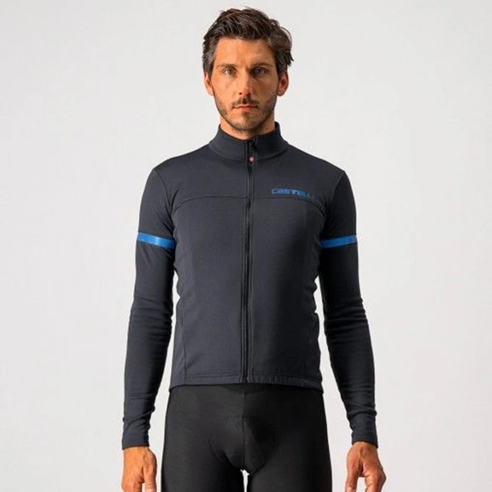 

Новинка 2021 г., зимняя велосипедная майка с длинным рукавом, черного/синего цвета