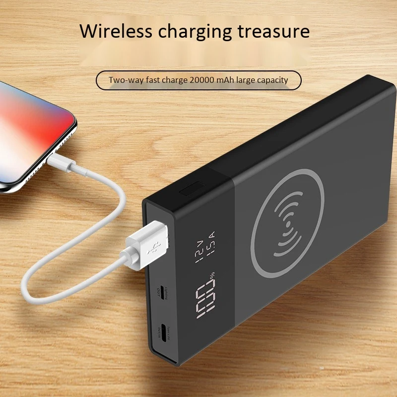 

Power Bank Box Wireless Charging 6X18650 Battery Pack DIY Smart Charge Fast Charger with Smart LED Display Black