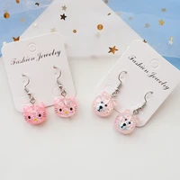 original fashion personality cute cartoon kitten bear earrings korean and japanese style girl series pink earrings jewelry