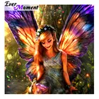 Когда-либо в настоящий момент Алмазная вышивка ручной работы Мозаика Фея Девичья с украшением в виде крыльев бабочки; Блестящие стразы 5D алмазов картина 5L1119