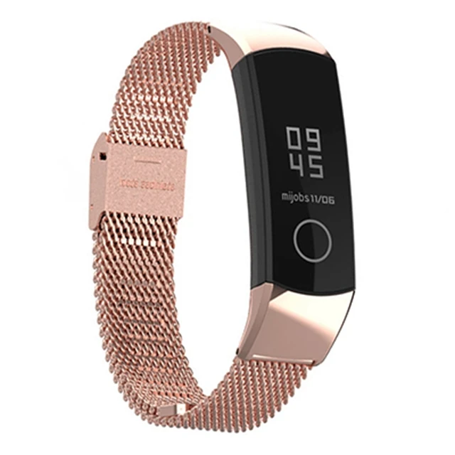 Rose gold Buckle Mijobs металлический ремешок для Honor Band 5 4 браслет из нержавеющей стали браслет для huawei Honor band 5 оксиметрические умные часы для женщин и мужчин - Цвет: Rose gold Buckle