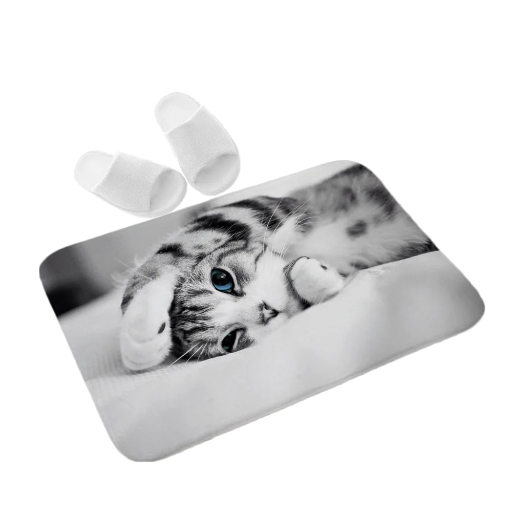 Маленький коврик с мультяшными животными подходит для детей гостей черно белый