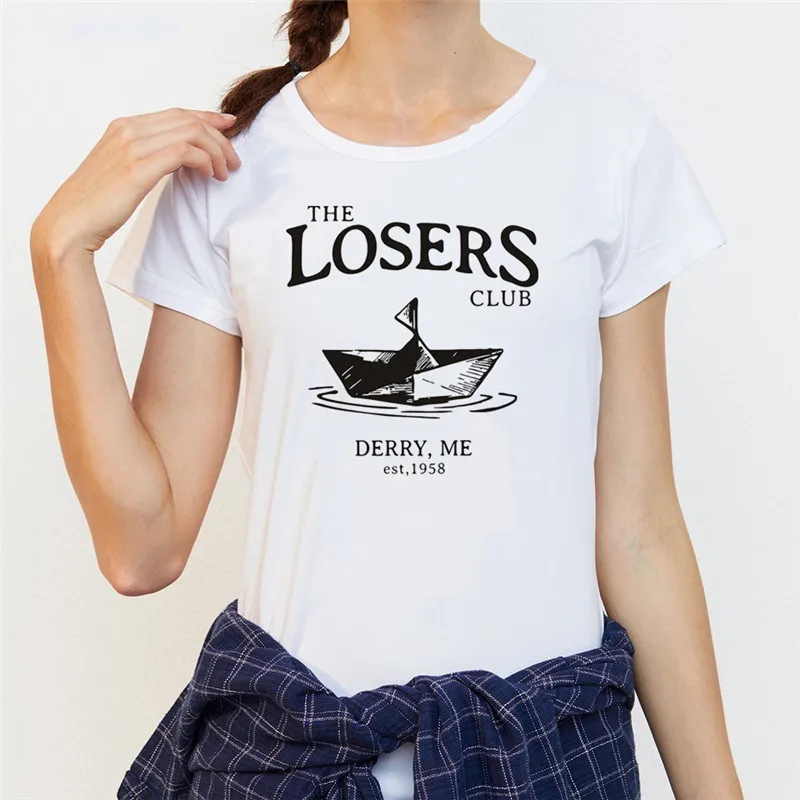 Women's short-sleeved new fashion T-shirt The Losers Club Pennywise T-shirt printed alphabet female top T-shirt