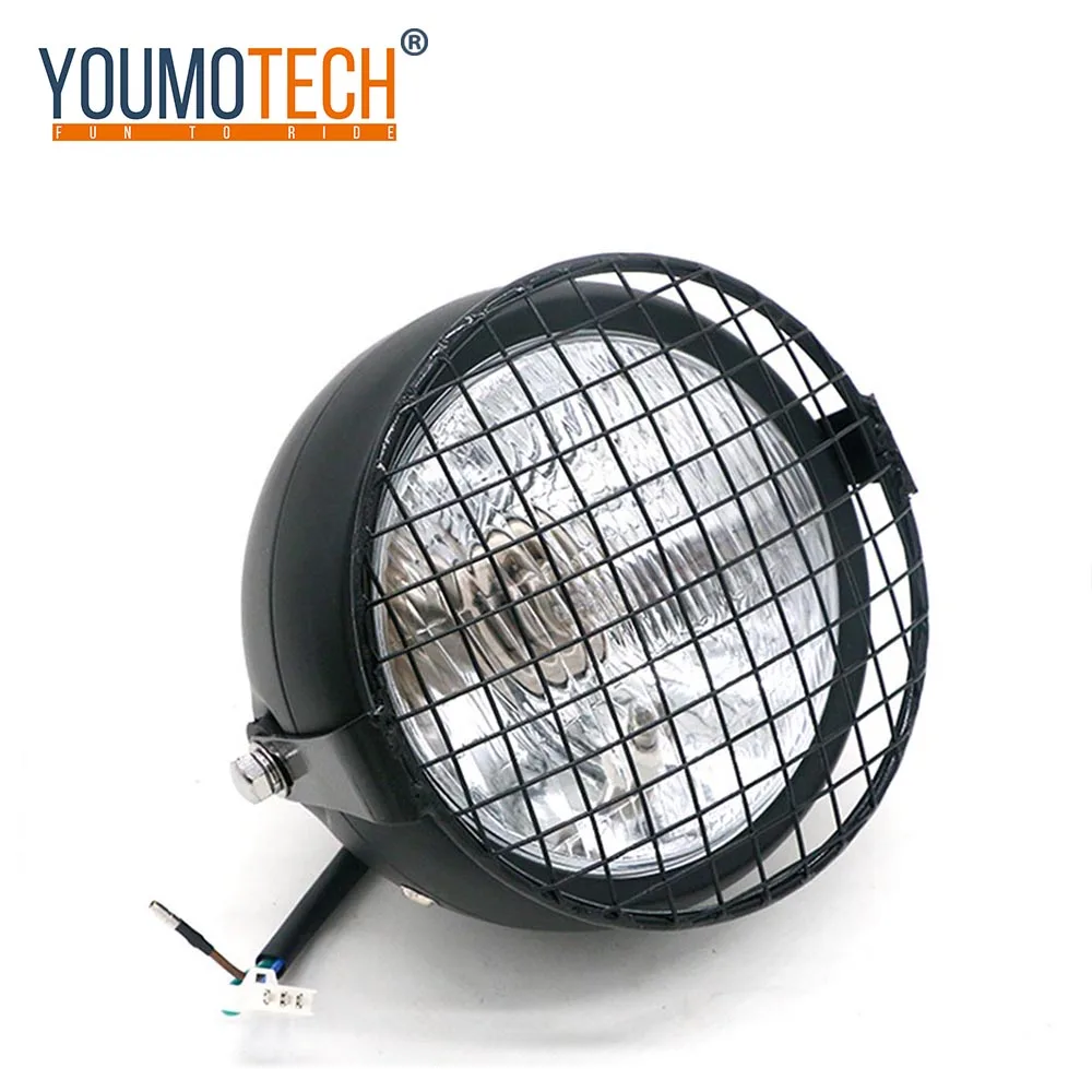 Motorcycle Retro Black Metal Grid 35W Halogen Front Headlight Lamp Kit Fits For CG125 GN125 Harley Cafe Racer Honda |