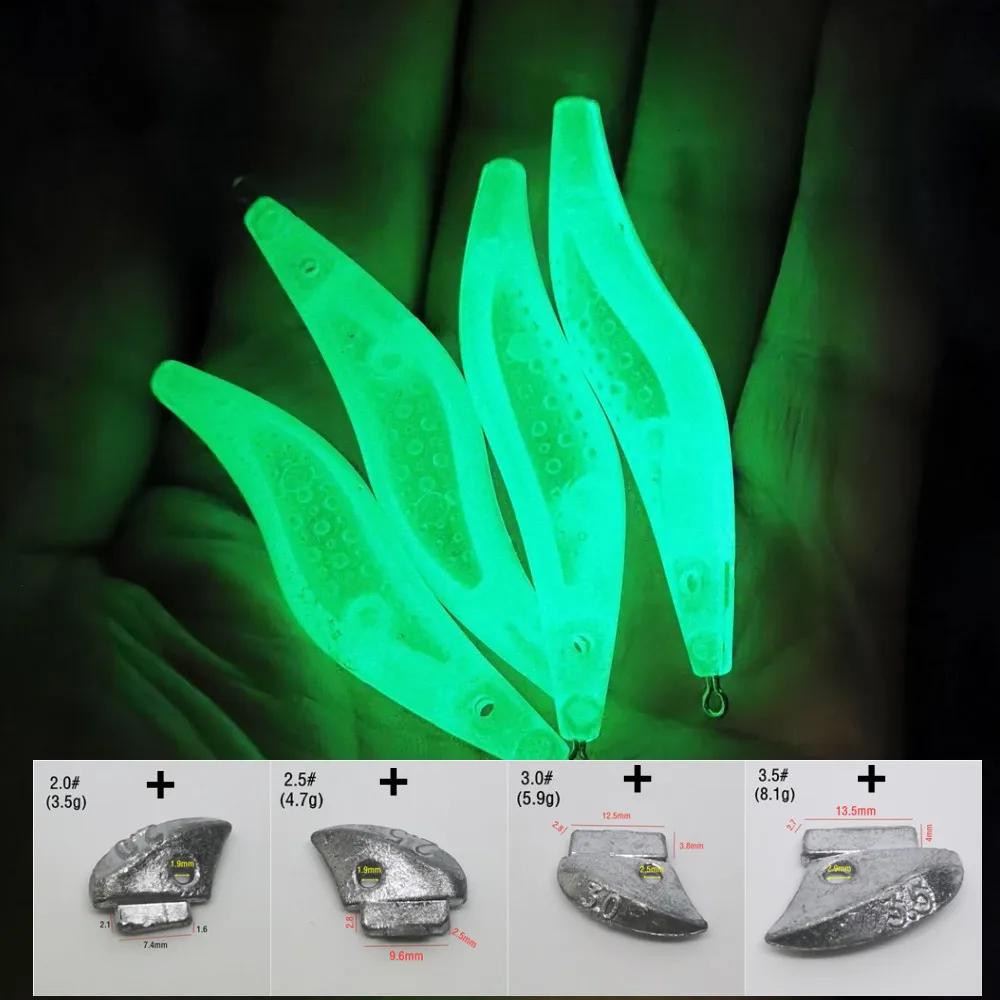 

10 шт. приманка для кальмара и аксессуары для веса, флуоресцентная приманка для рыбы в виде креветки с погремушкой, светящаяся приманка «сделай сам» для рыбалки